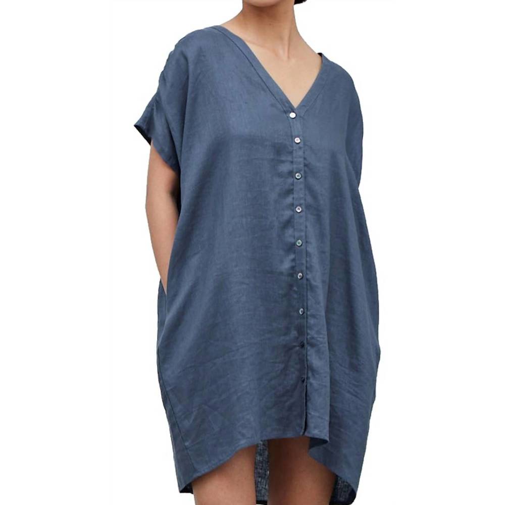 NEW GRADE & GATHER women's boxy mini dress in lake